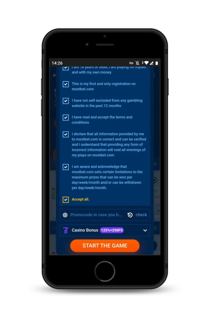 Extended registration in Mostbet